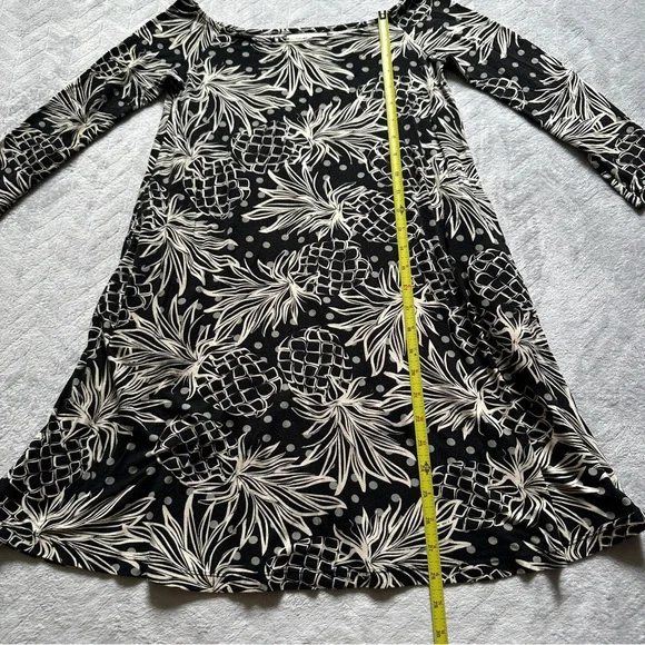 Ava Sky Hawaii Pineapple Print Boat Neck‎ Dress Black/Off-White Size XS - Picture 5 of 9